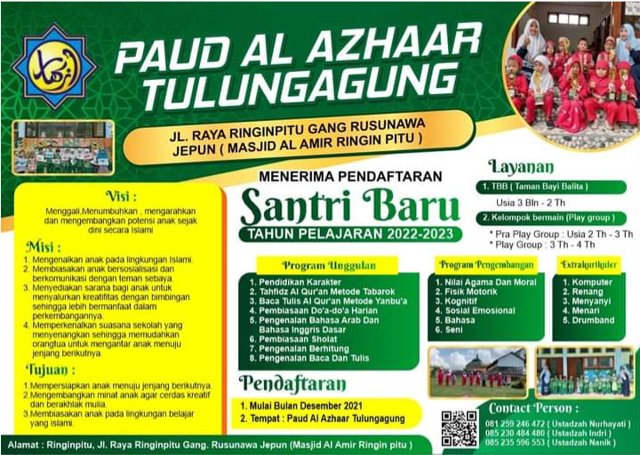 pendaftaran paud al azhaar tulungagung